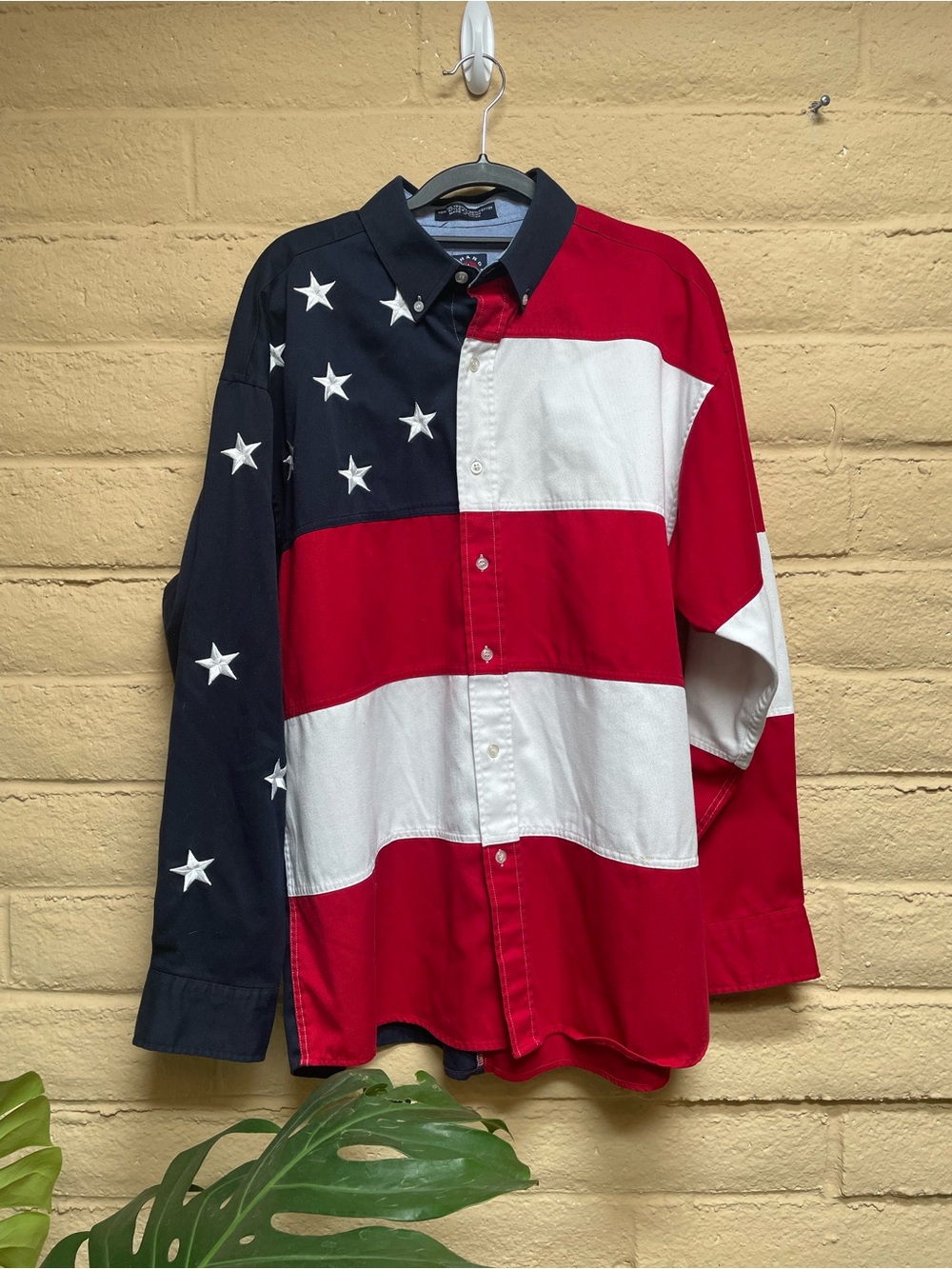 Men's American Flag Button-Up Shirt - Red, White & Blue